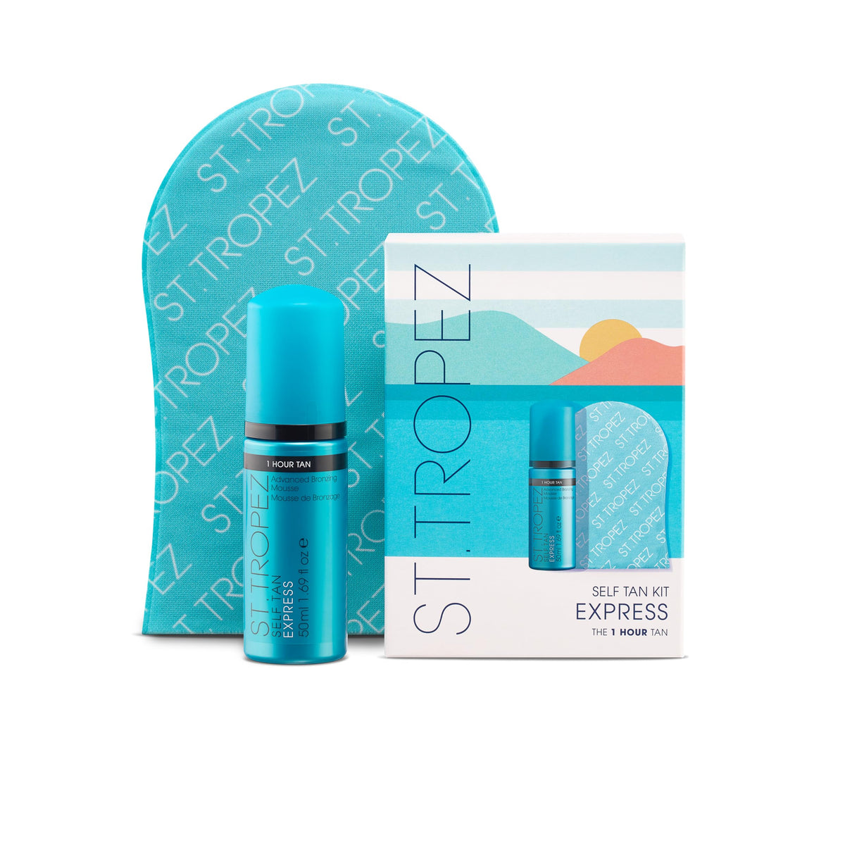 St.Tropez Self Tan Express Mini Kit with mousse and mitt