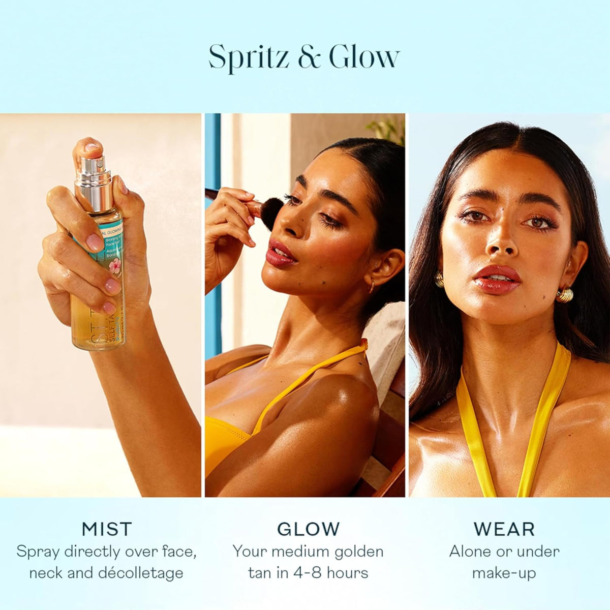 St.Tropez Self Tan Purity Face Mist application on skin