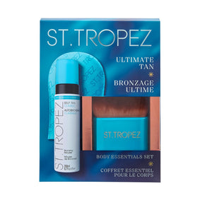 St.Tropez tanning mousse with golden tan on skin