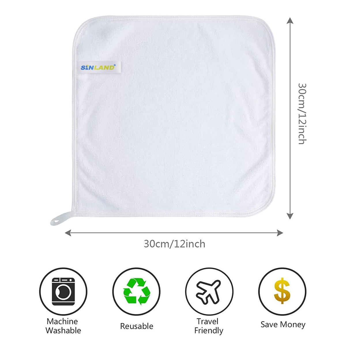 Stack of SINLAND Microfiber Facial Cloths in various colors