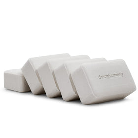 Stacked Dermaharmony soap bars showing texture