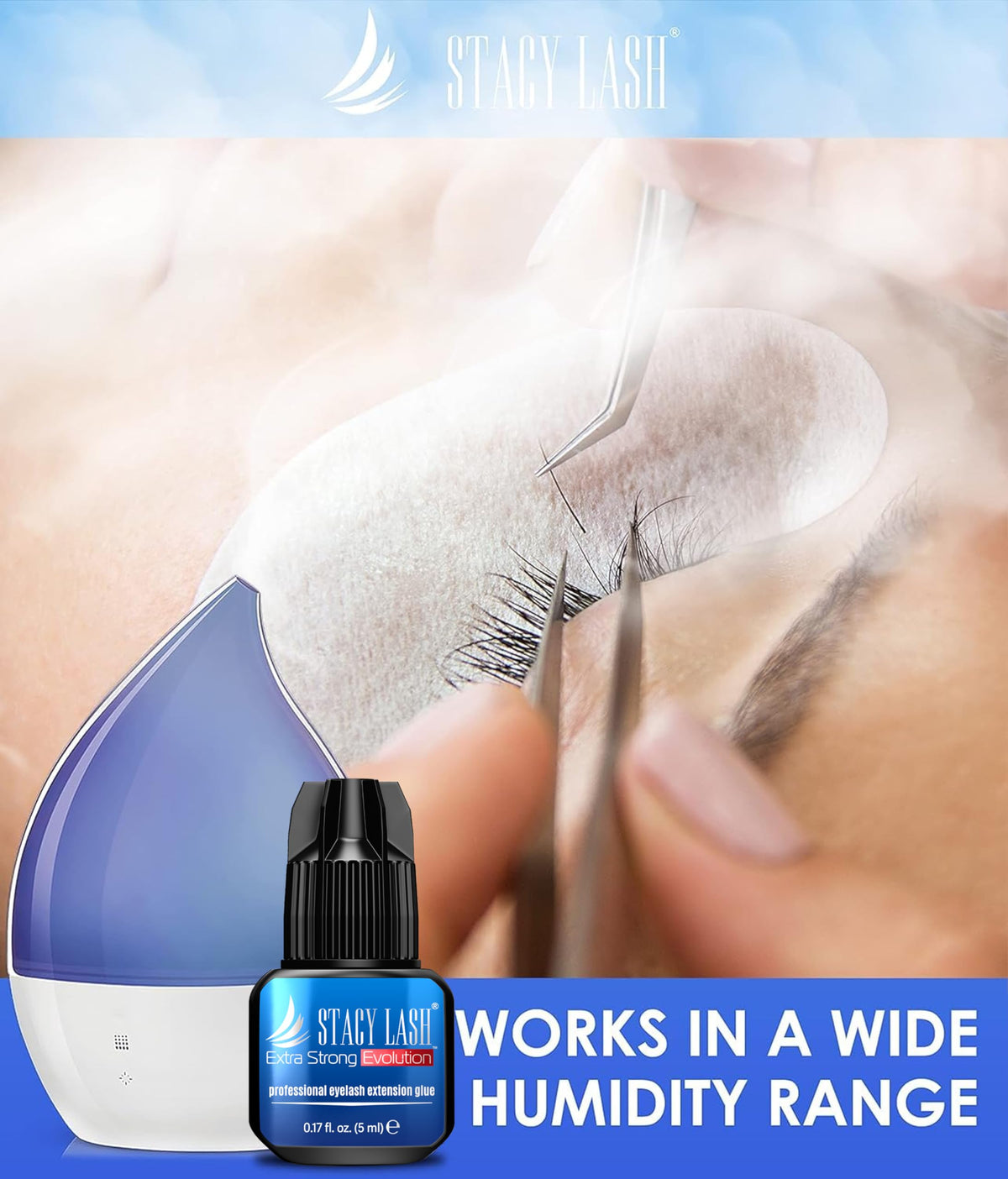 STACY LASH Extra Strong Evolution Eyelash Extension Glue 5ml in salon setting