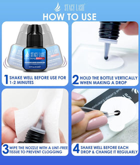 STACY LASH Extra Strong Evolution Eyelash Extension Glue 5ml with eyelash extensions
