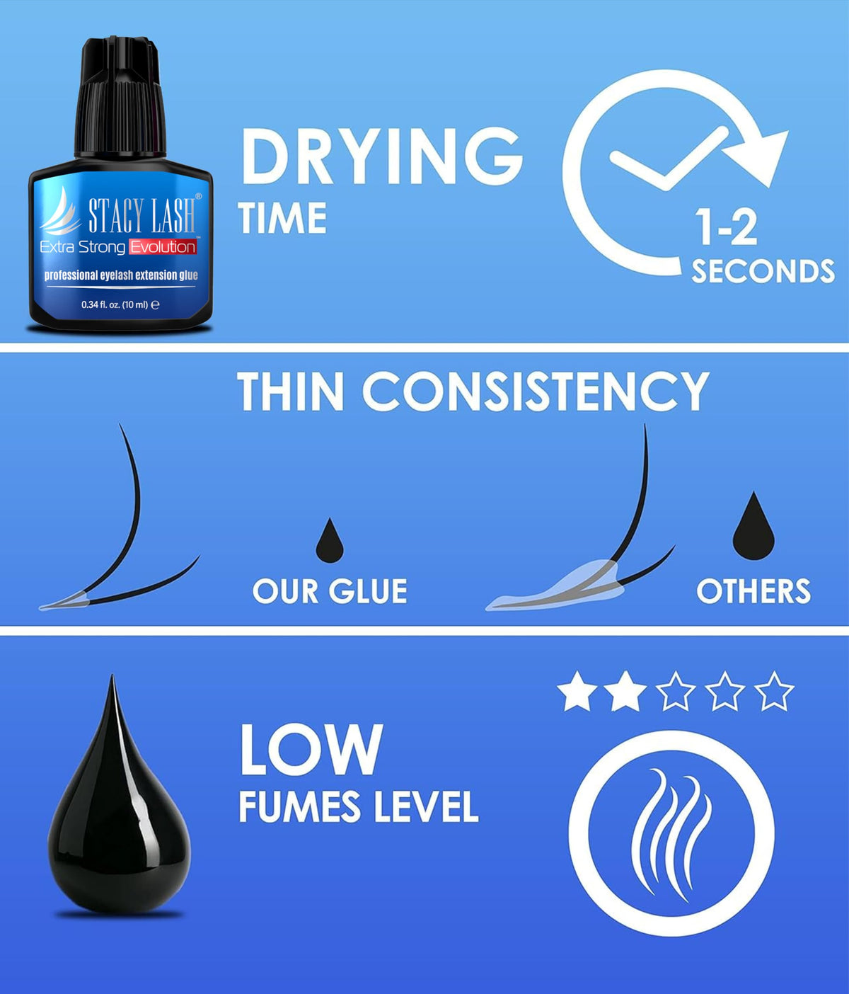 STACY LASH Extra Strong Evolution Eyelash Extension Glue in beauty salon setting