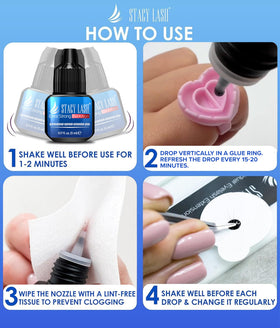 STACY LASH eyelash glue next to eyelash extensions