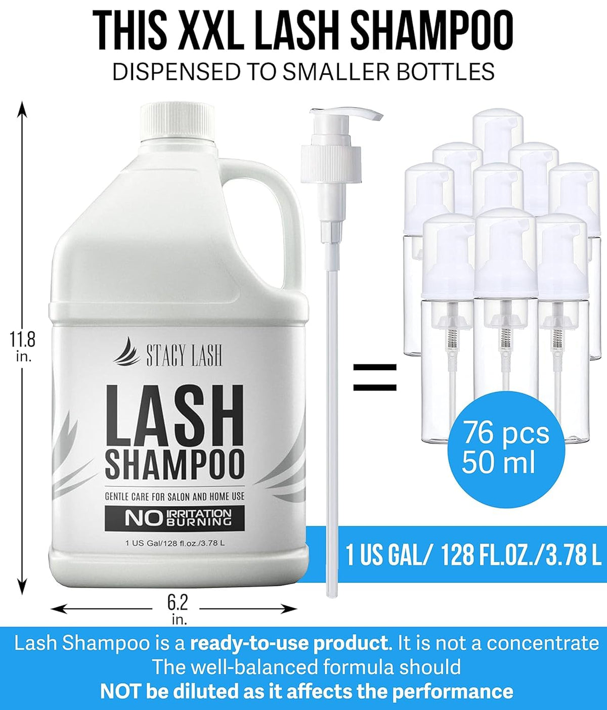 STACY LASH Eyelash Shampoo 1 Gal side view
