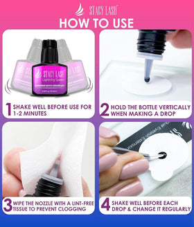 STACY LASH Lightning Speed Eyelash Extension Glue on a table