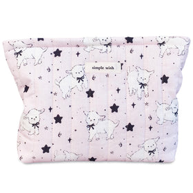STARDW Cute Cotton Quilted Makeup Bag front view with vibrant patterns