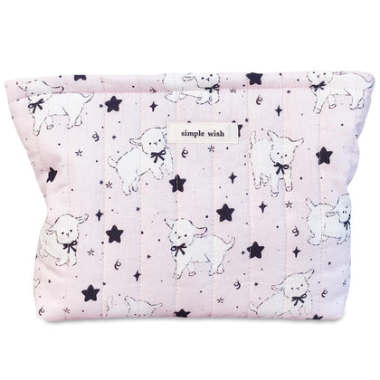 STARDW Cute Cotton Quilted Makeup Bag front view with vibrant patterns