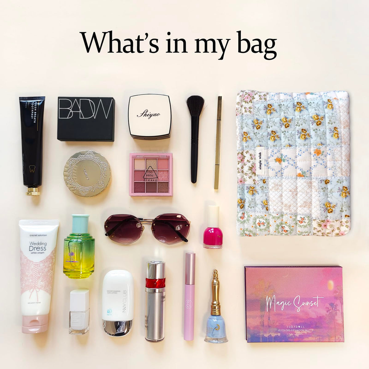 STARDW Cute Cotton Quilted Makeup Bag in a handbag