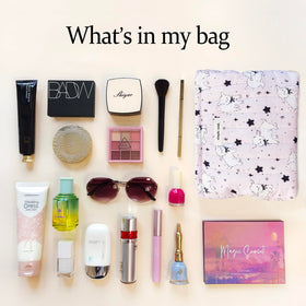 STARDW Cute Cotton Quilted Makeup Bag in a handbag