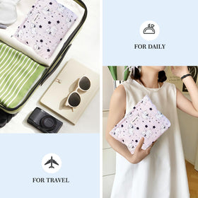 STARDW Cute Cotton Quilted Makeup Bag with detailed embroidery
