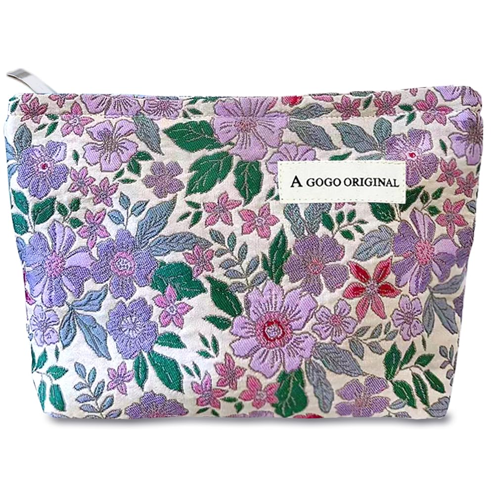 STARDW Cute Floral Makeup Bag Organizer front view