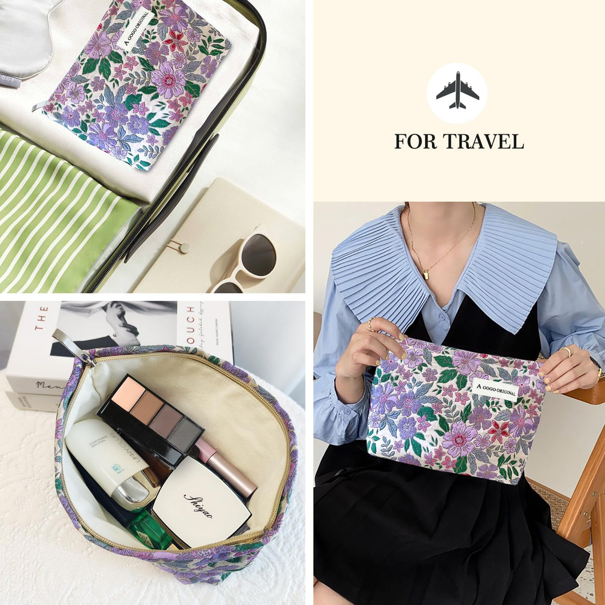 STARDW Cute Floral Makeup Bag Organizer lifestyle scene