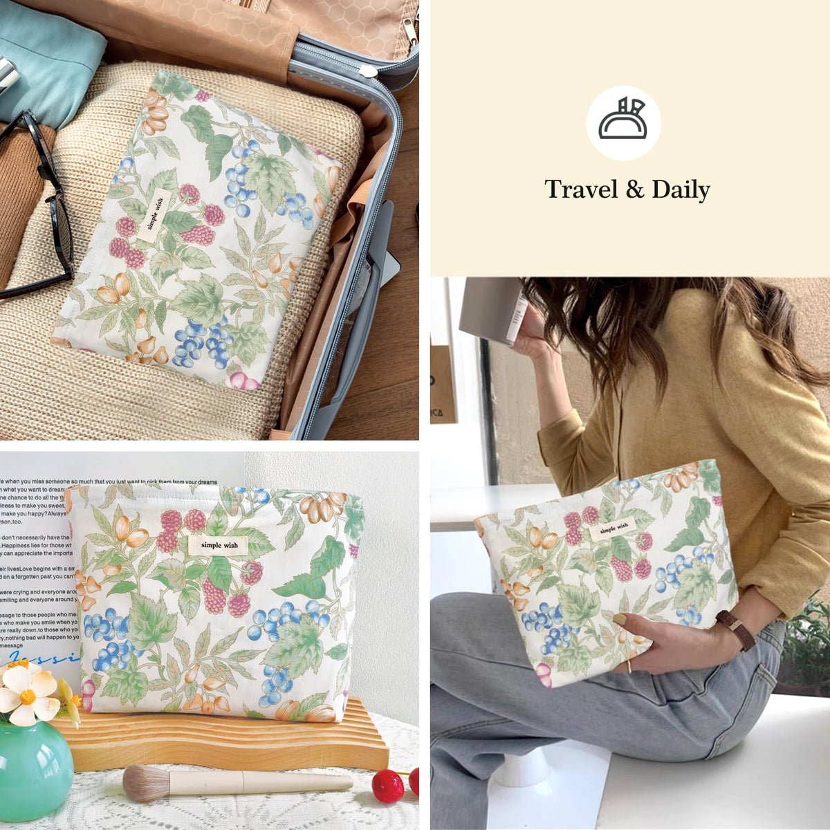 STARDW Floral Makeup Bag Berry packaging view