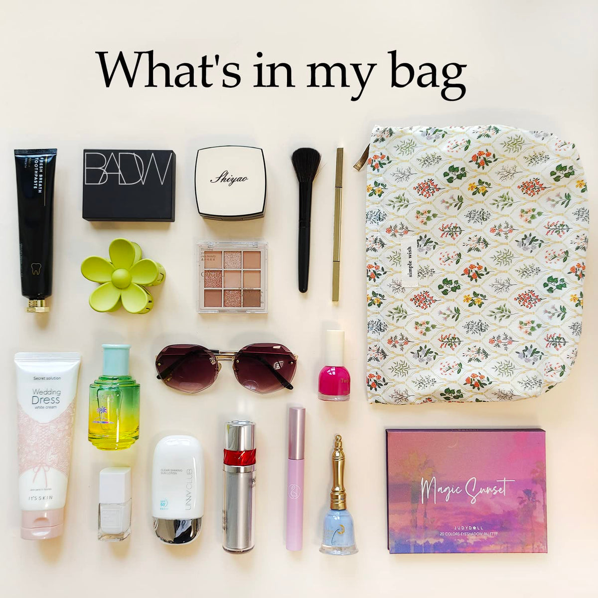 STARDW Floral Makeup Bag compact size in a handbag