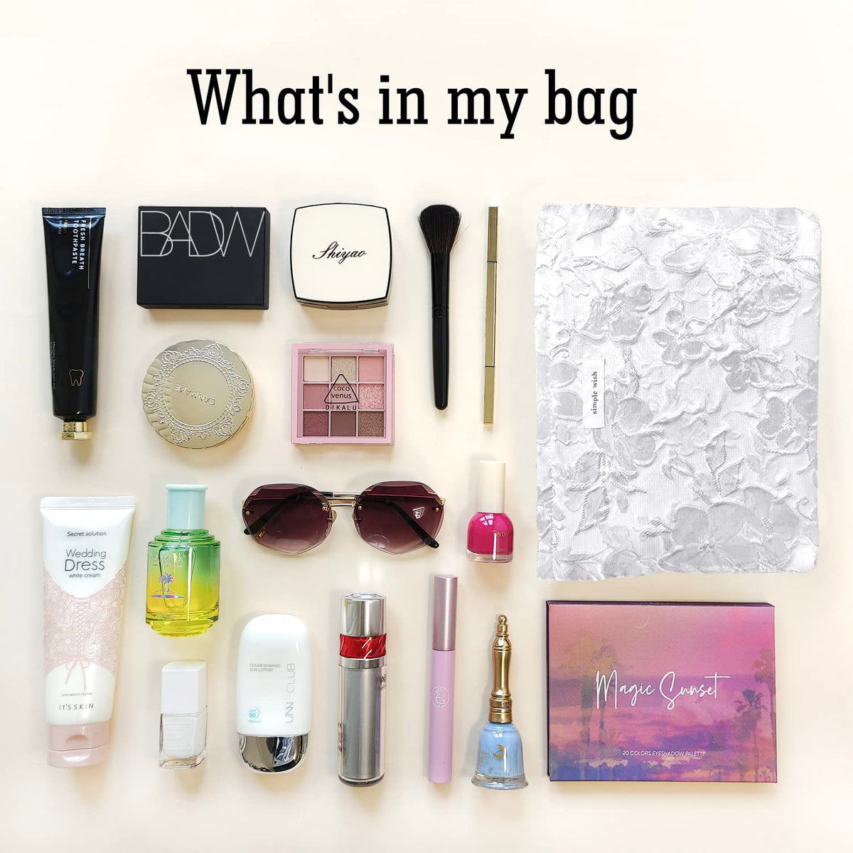 STARDW Floral Makeup Bag displayed with cosmetics inside