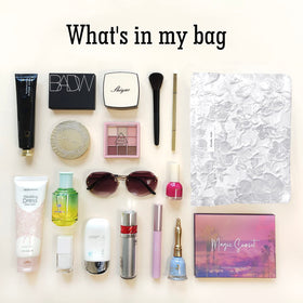 STARDW Floral Makeup Bag displayed with cosmetics inside