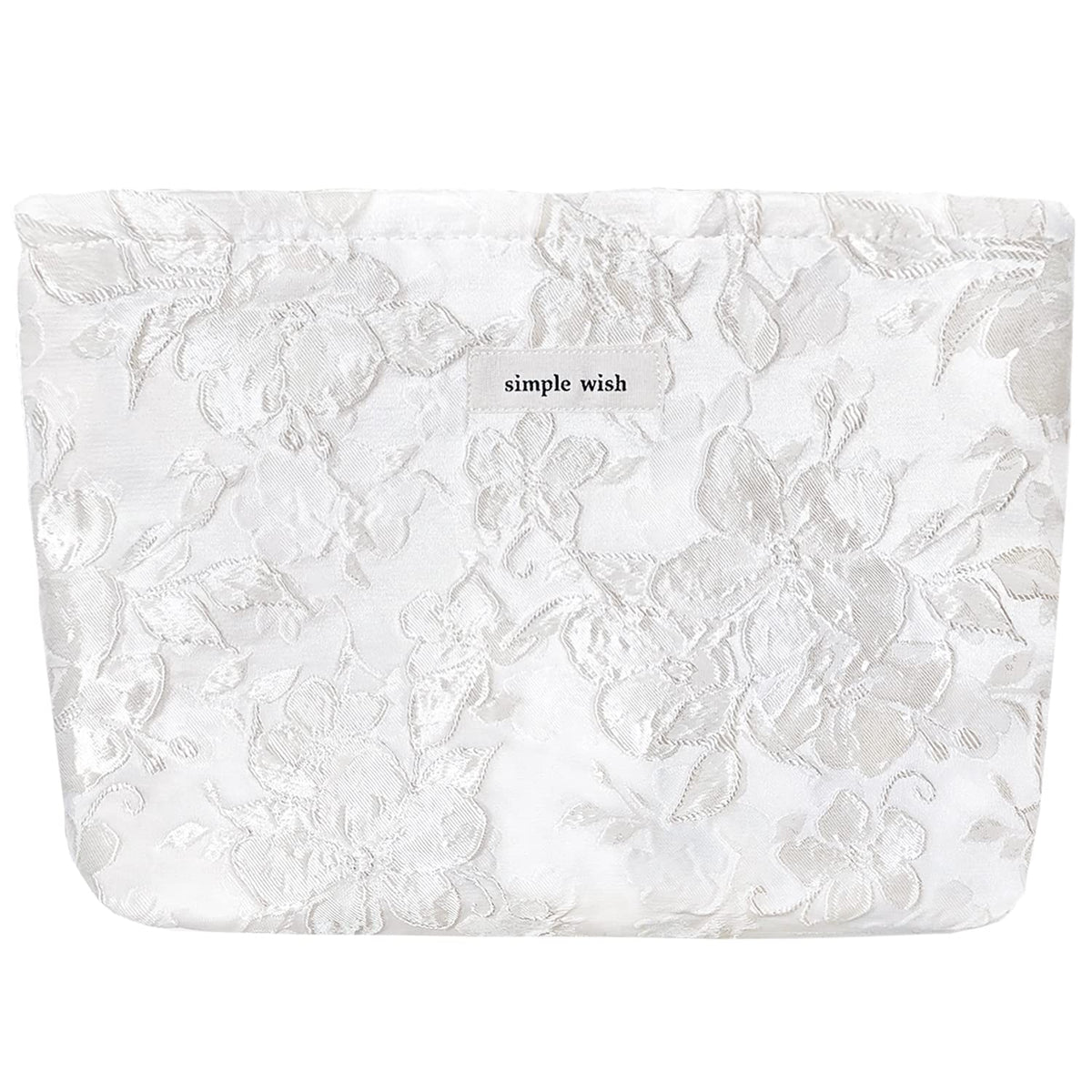 STARDW Floral Makeup Bag front view with embossed white design