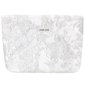 STARDW Floral Makeup Bag front view with embossed white design