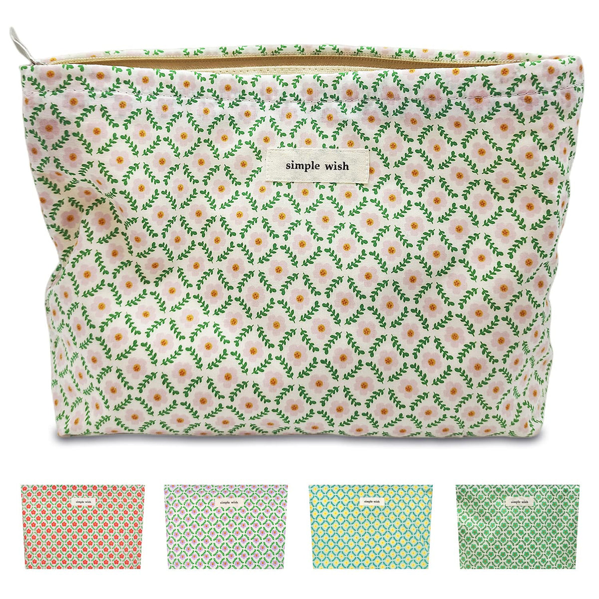 STARDW floral makeup bag front view with zipper