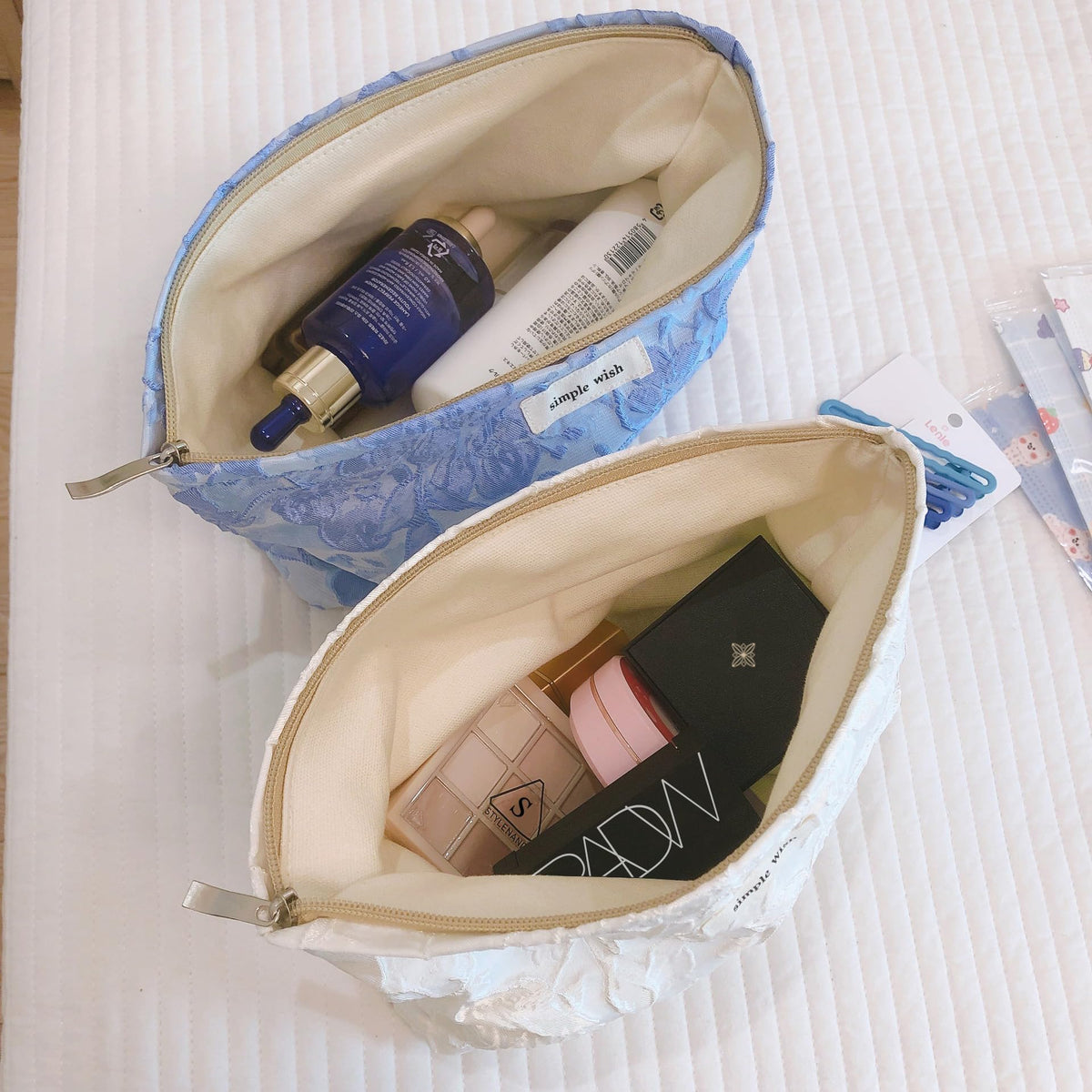 STARDW Floral Makeup Bag lifestyle image on vanity