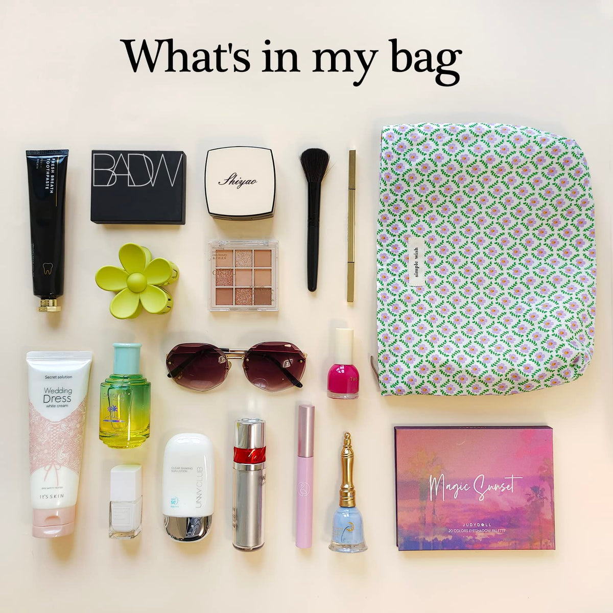STARDW Floral Makeup Bag lifestyle scene in a handbag