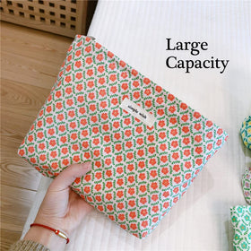 STARDW Floral Makeup Bag open showing interior storage