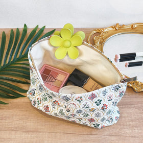 STARDW Floral Makeup Bag open with cosmetics inside