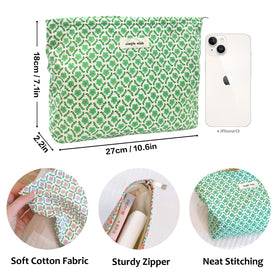 STARDW Floral Makeup Bag side view highlighting zipper