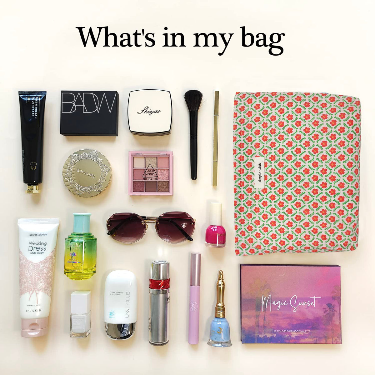 STARDW Floral Makeup Bag side view with smooth zipper