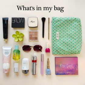 STARDW Floral Makeup Bag with cosmetics inside