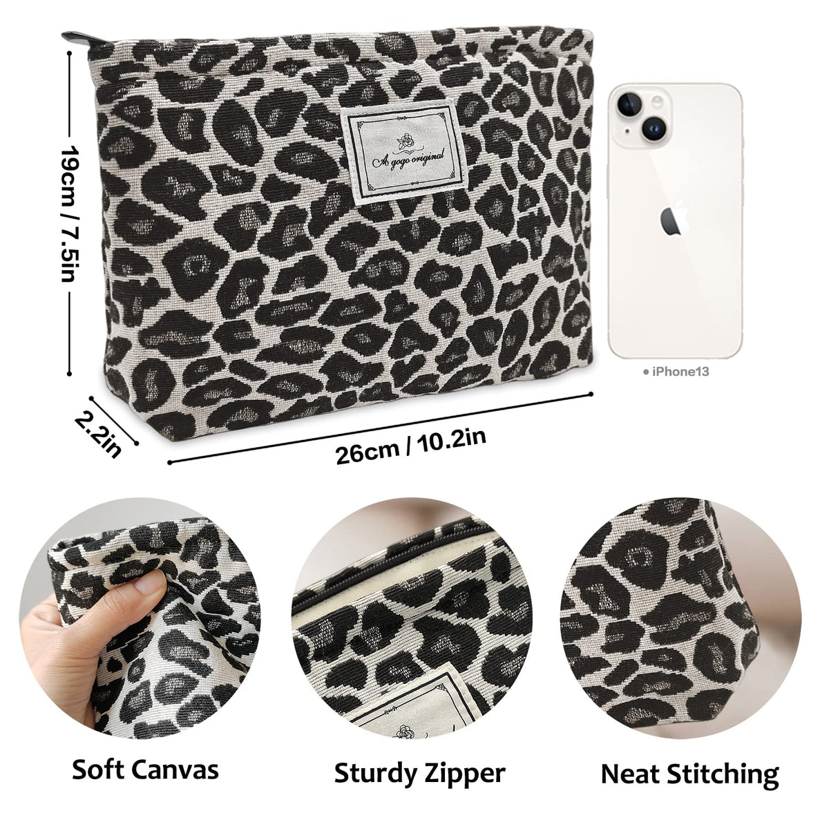 STARDW Leopard Makeup Bag in a backpack for travel