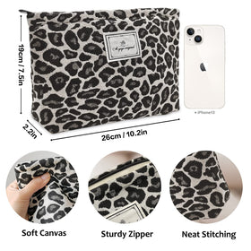 STARDW Leopard Makeup Bag in a backpack for travel