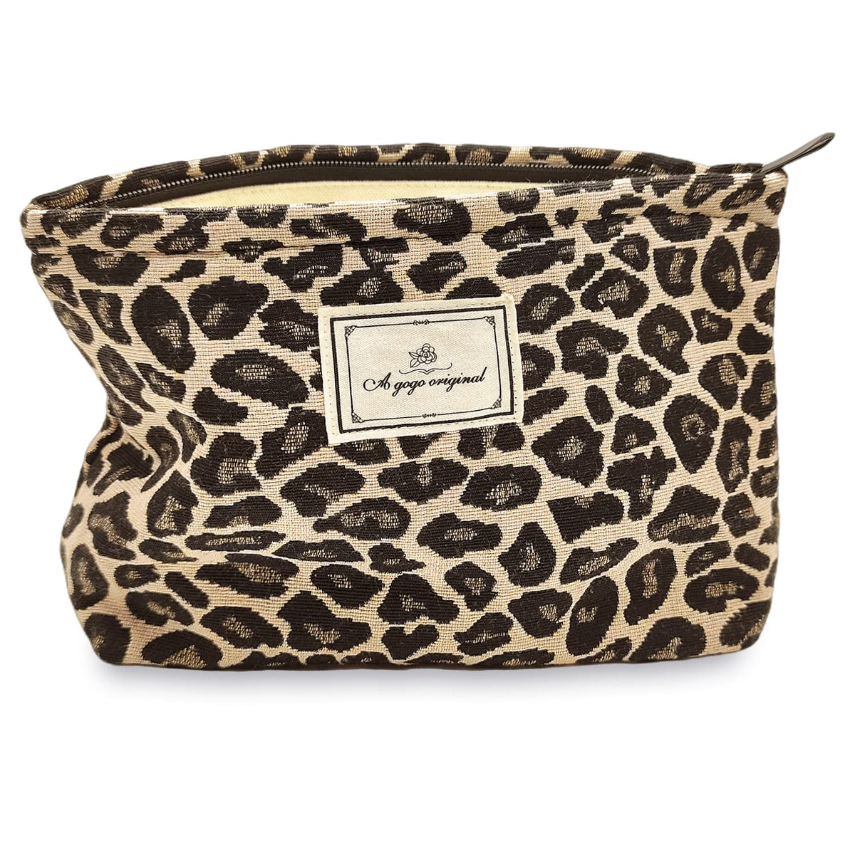 STARDW Leopard Makeup Bag Organizer front view with zipper