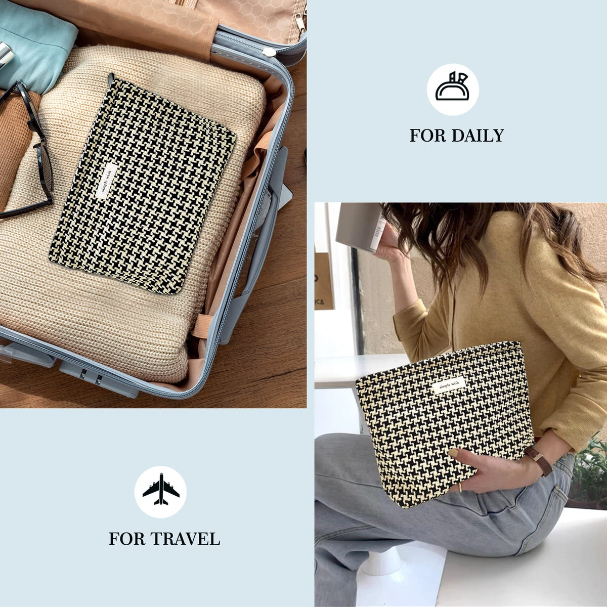 STARDW Travel Makeup Bag Organizer in a stylish handbag