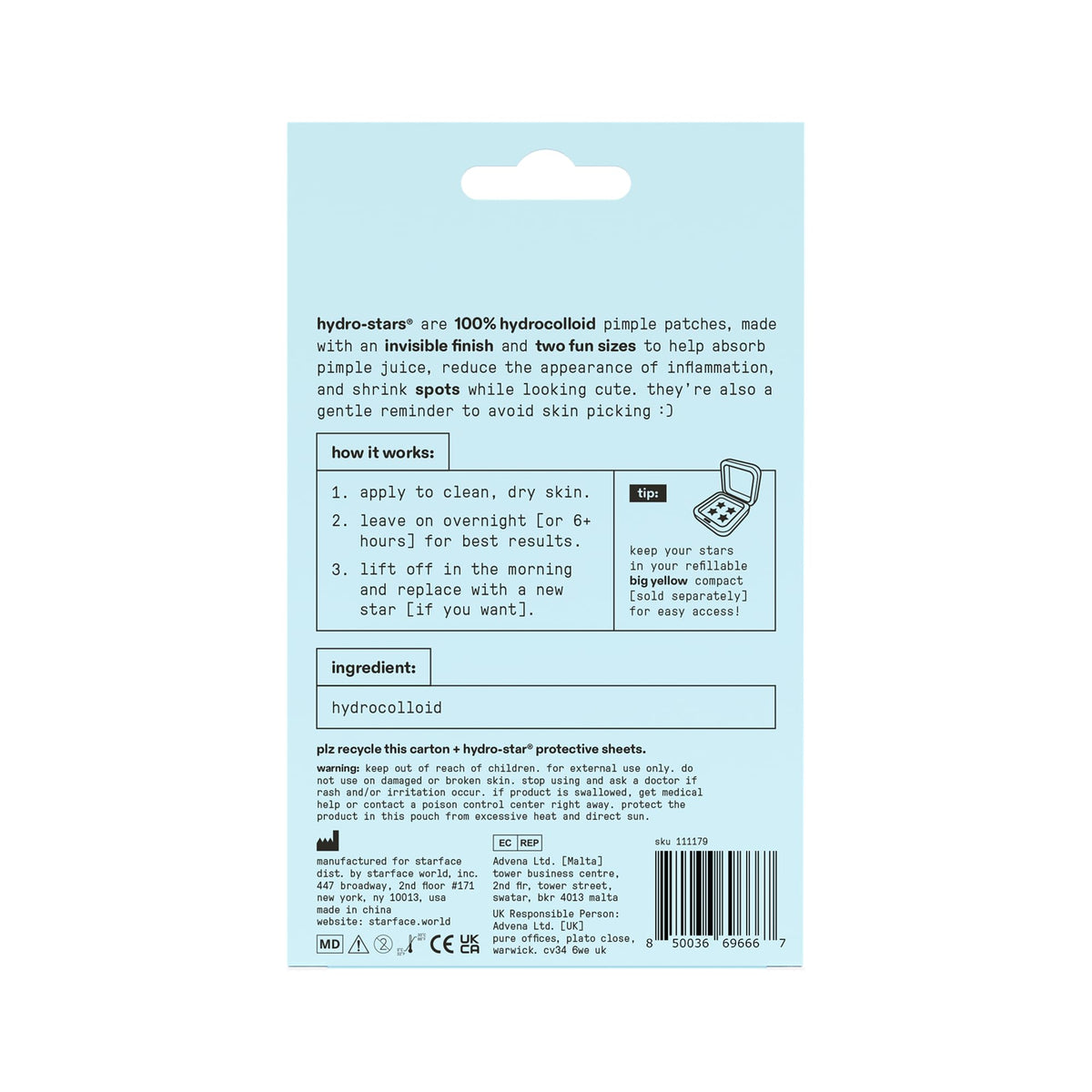 Starface Hydro-Star Clear Hydrocolloid Pimple Patch with skincare routine items