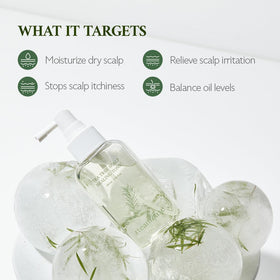 STEAMBASE Tea Tree Scalp Healing Tonic in a bathroom setting
