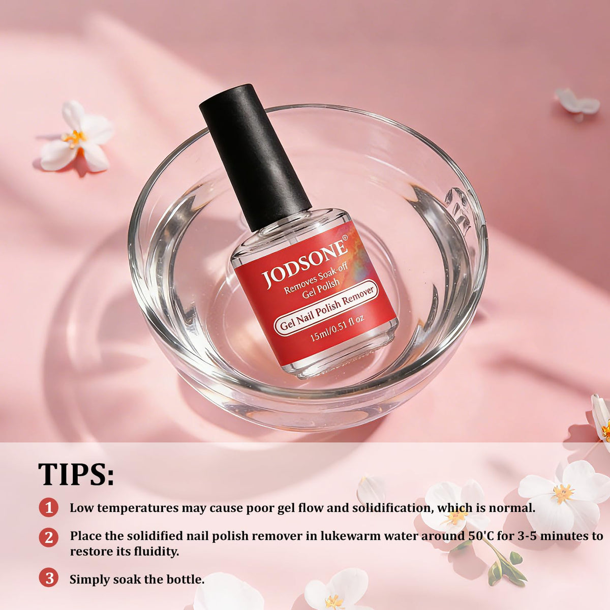 Step-by-step process of using JODSONE nail polish remover