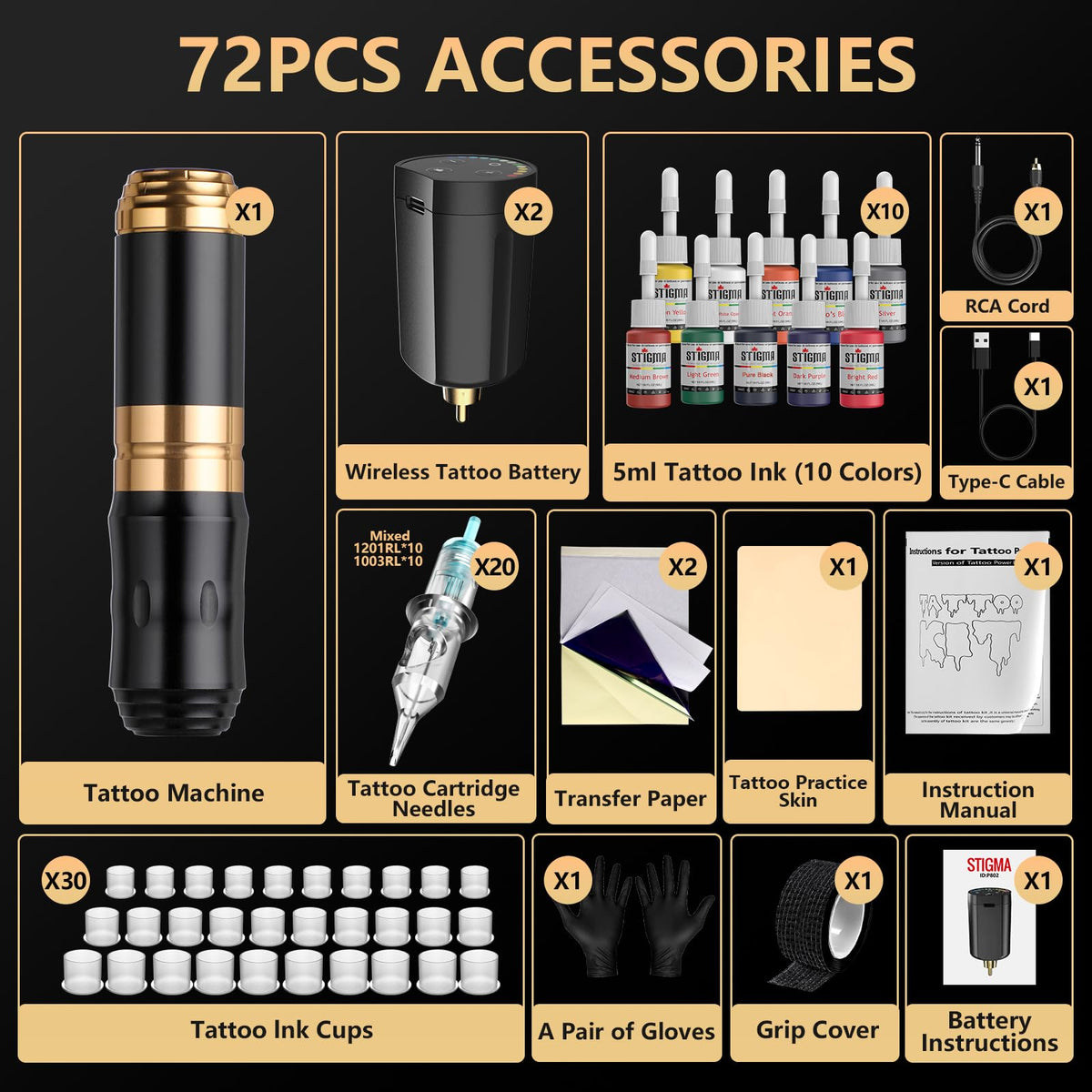 STIGMA tattoo kit with all accessories laid out