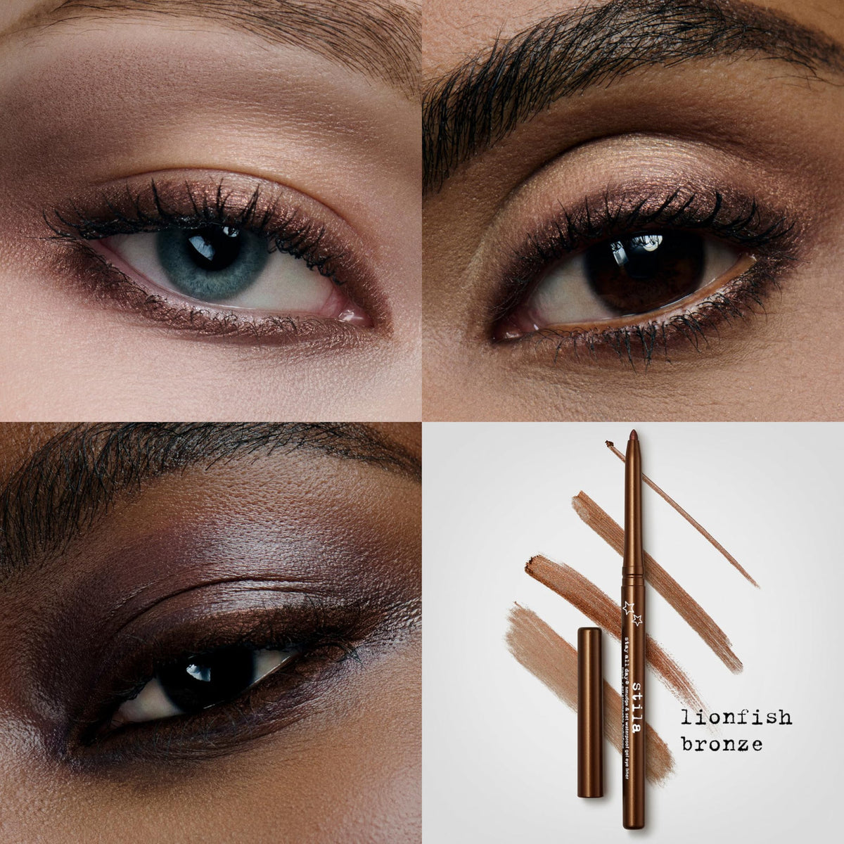 stila Gel Eyeliner pencil close-up showing Lionfish Bronze shade