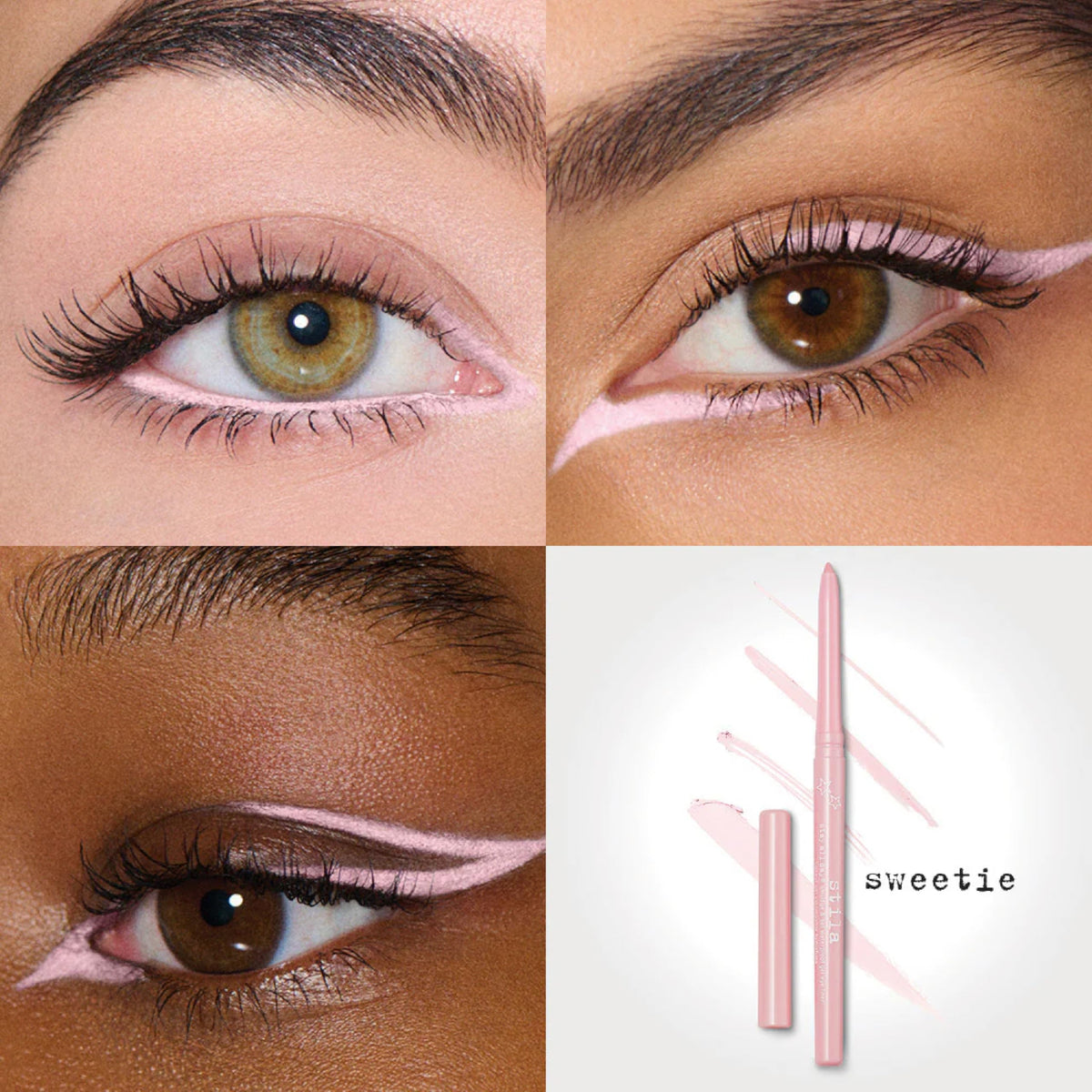 stila gel eyeliner Sweetie on a model's eye