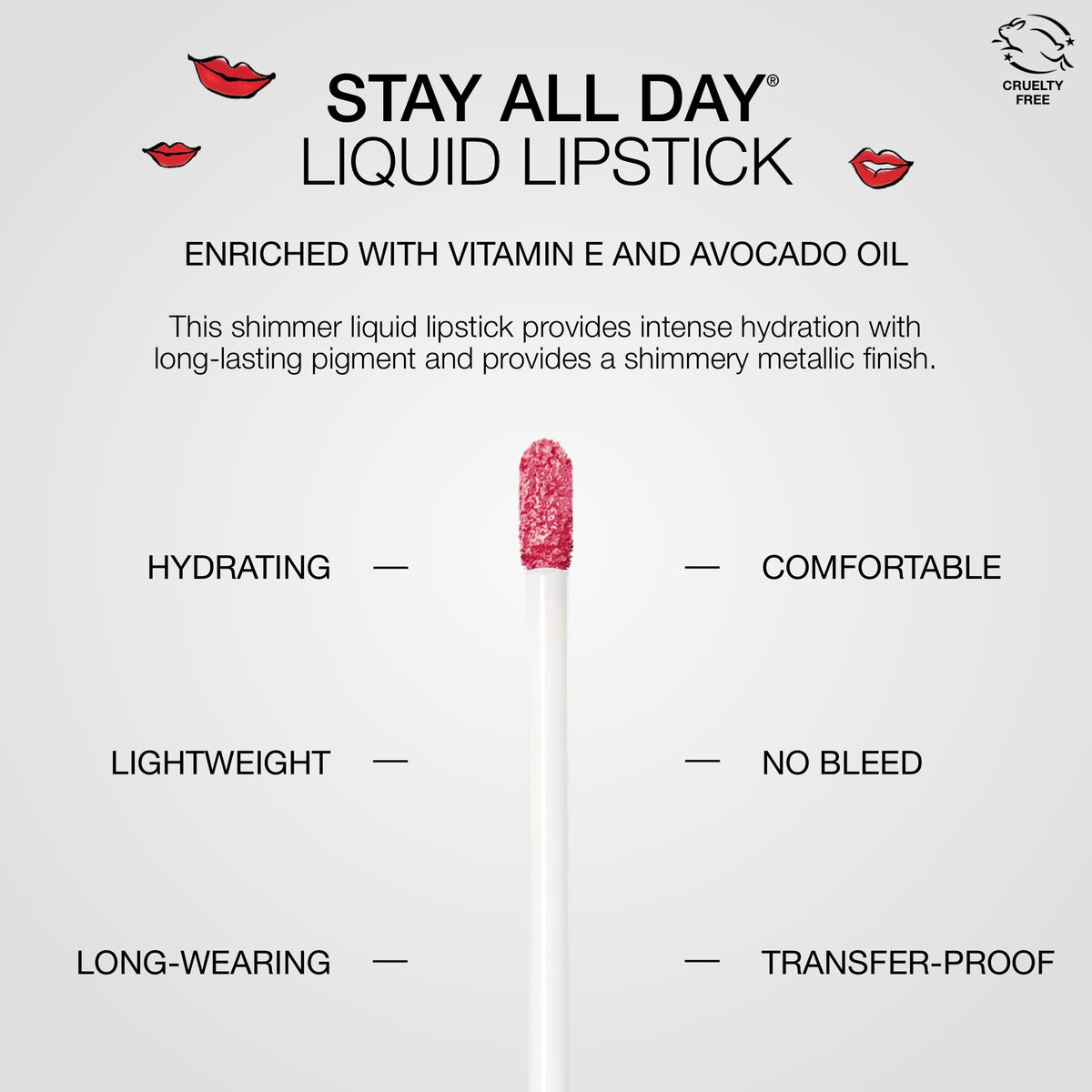 stila Stay All Day Shimmer Liquid Lipstick close-up of doe-foot applicator