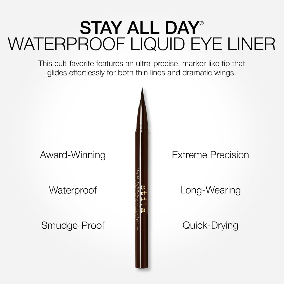 stila Waterproof Liquid Eyeliner Stay All Day Dark Brown in hand