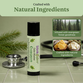 StinkBalm Evergreen Under-Nose Balm being applied