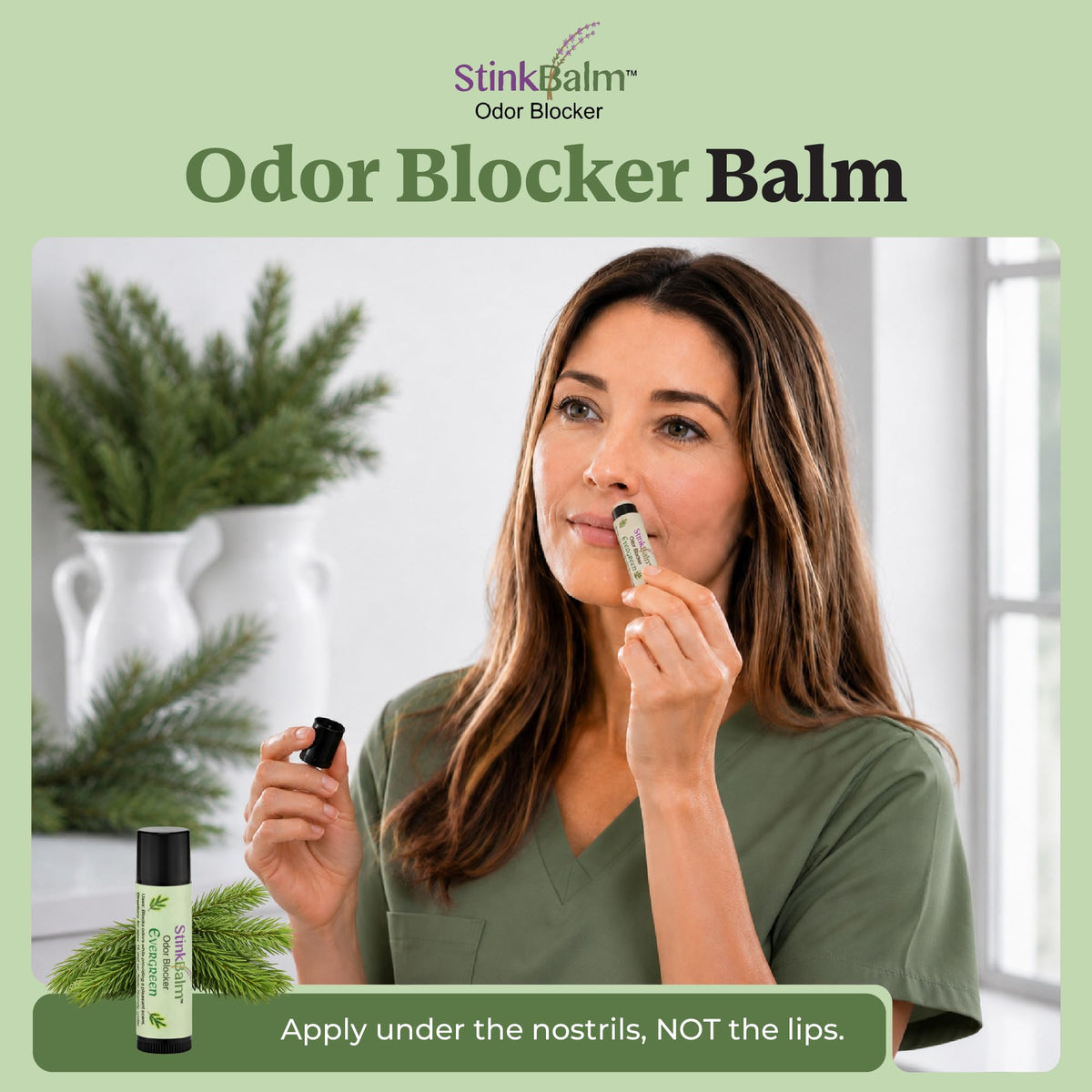 StinkBalm Evergreen Under-Nose Balm showing the balm texture