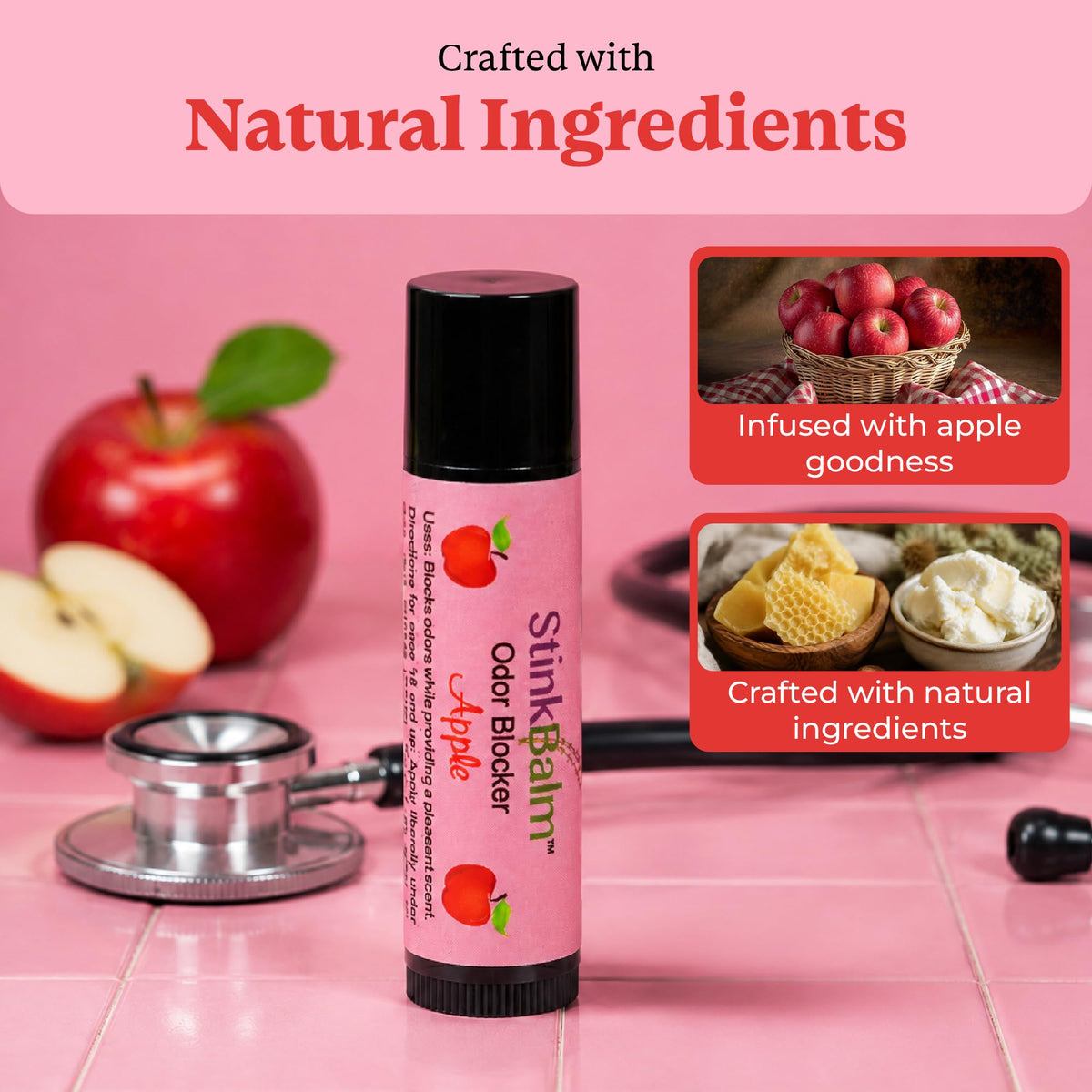 StinkBalm Odor Blocker Apple Scent 9g texture close-up