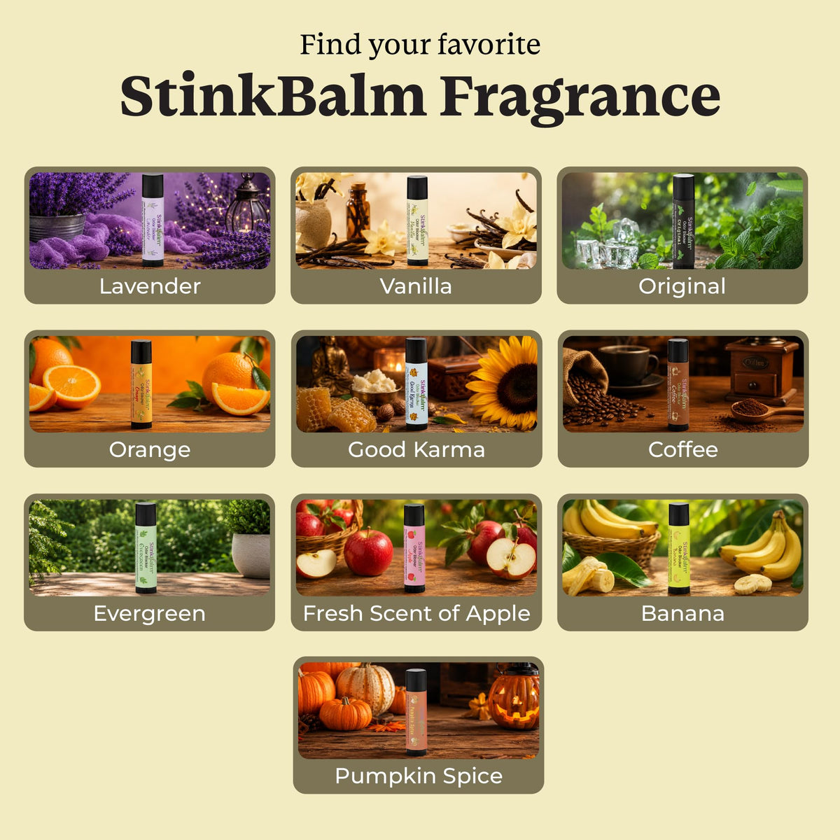 StinkBalm Vanilla Balm in a backpack for on-the-go use