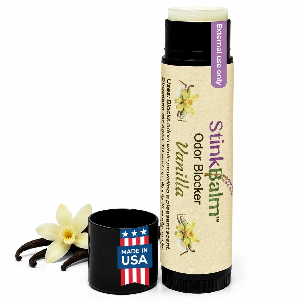 StinkBalm Vanilla Under-Nose Odor Masking Balm front view