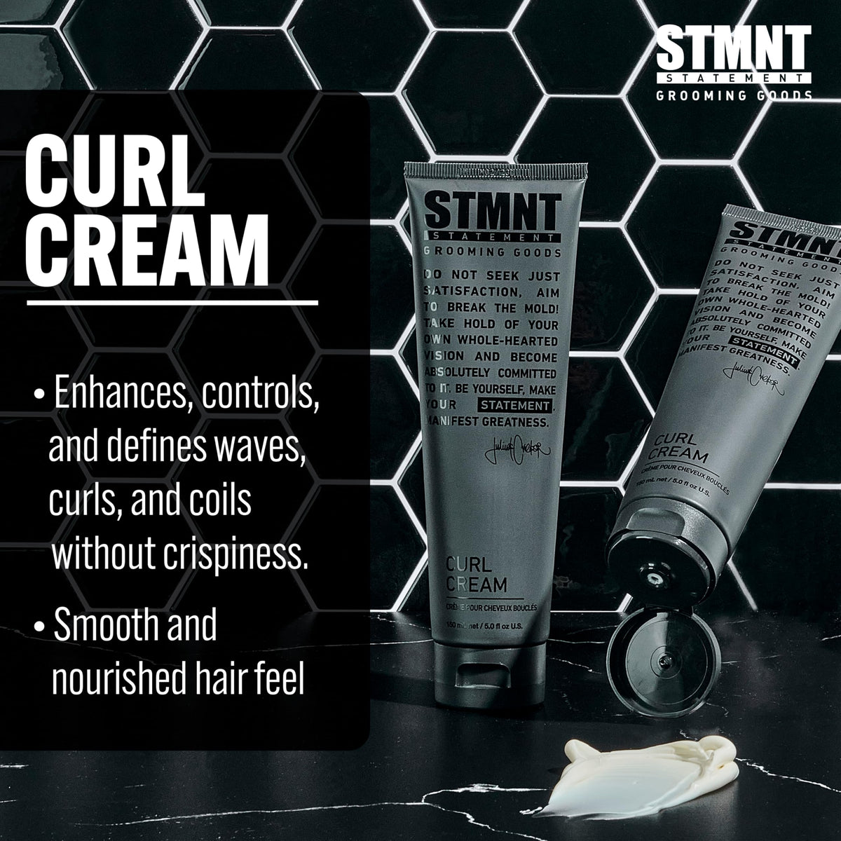 STMNT Curl Cream application on hair
